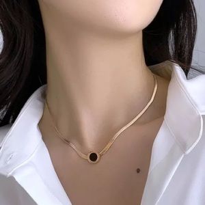 18k Gold Roman Numeral Flat Snake Necklace